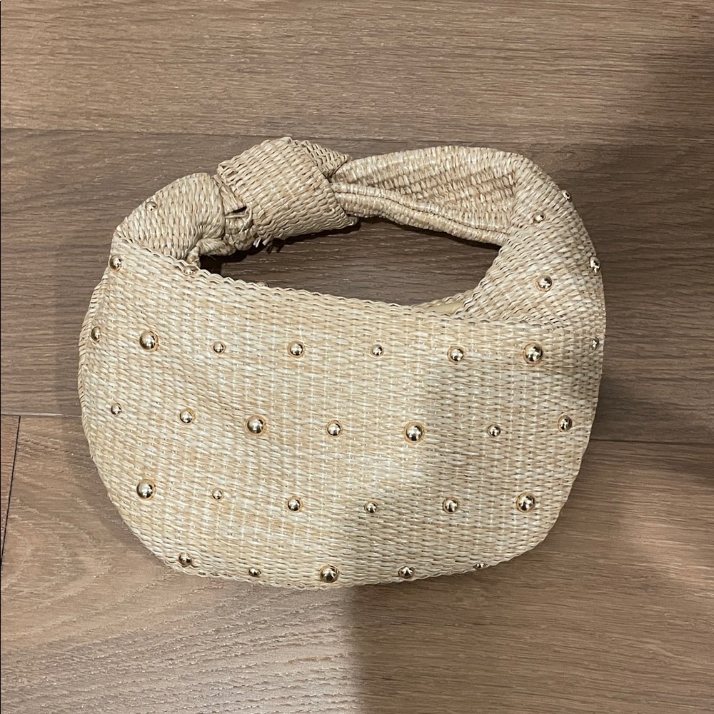 Urban Expressions Beige Woven Shoulder Bag
